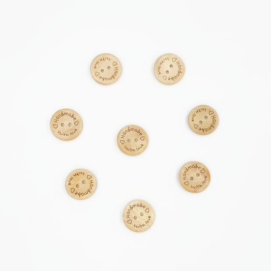 Natural Wood Buttons, Ivory, 4-Hole, 'Handmade', 10PCS