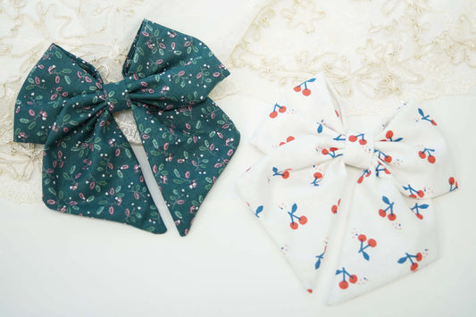 Cherry Fabric Hair Bow
