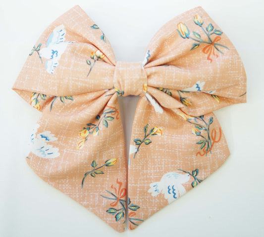 Peace Dove Fabric Hair Bow