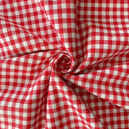 White and Red Gingham Fabric 57'' Wide