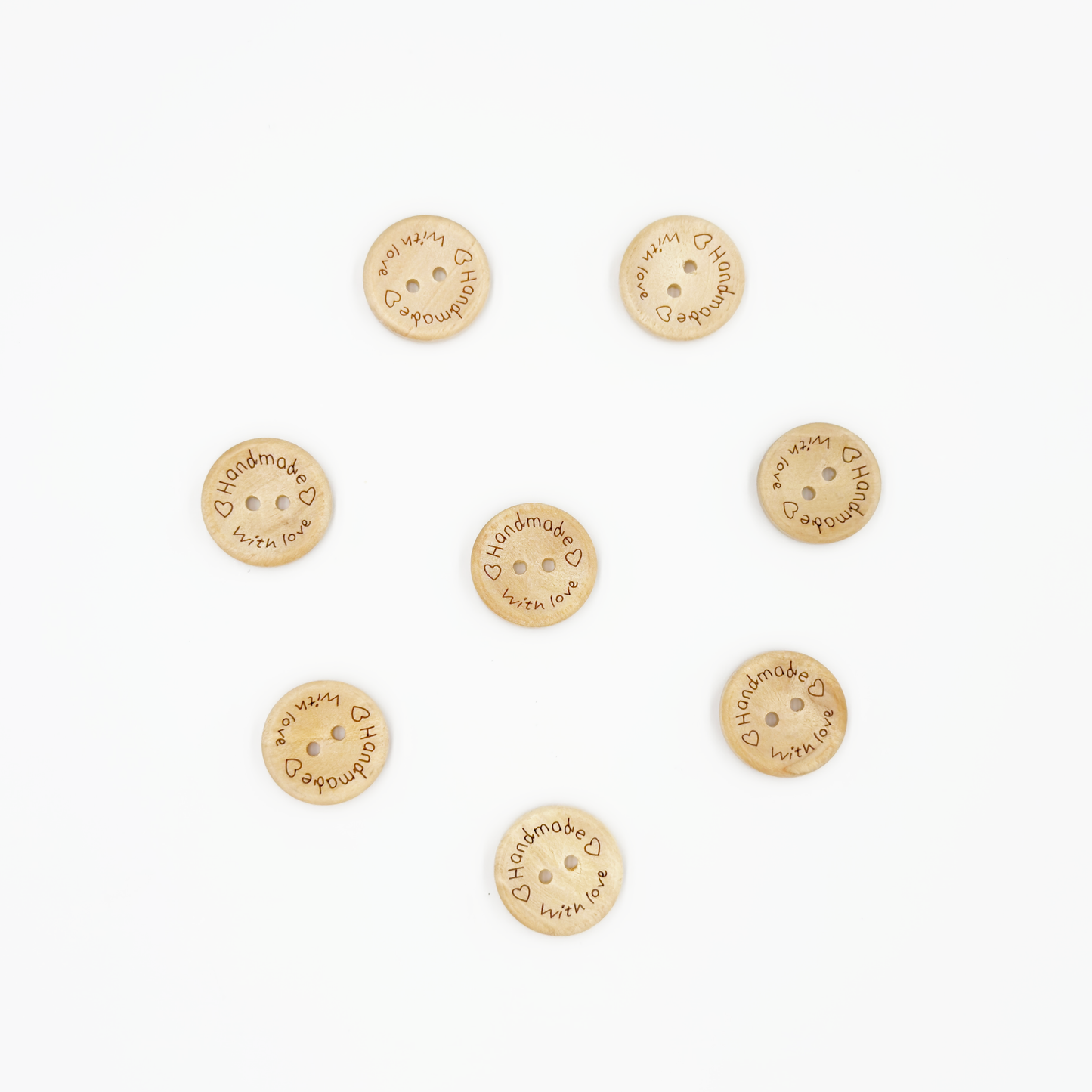 Natural Wood Buttons, Ivory, 4-Hole, 'Handmade', 10PCS