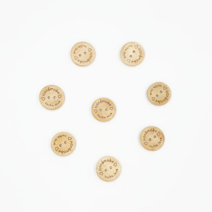 Natural Wood Buttons, Ivory, 4-Hole, 'Handmade', 10PCS