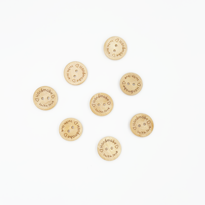 Natural Wood Buttons, Ivory, 4-Hole, 'Handmade', 10PCS