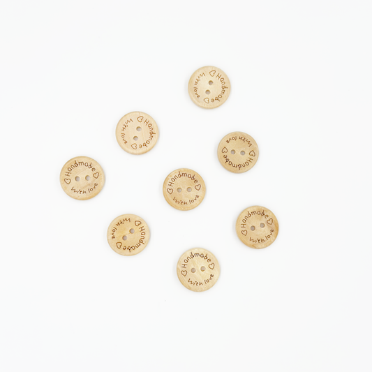 Natural Wood Buttons, Ivory, 4-Hole, 'Handmade', 10PCS