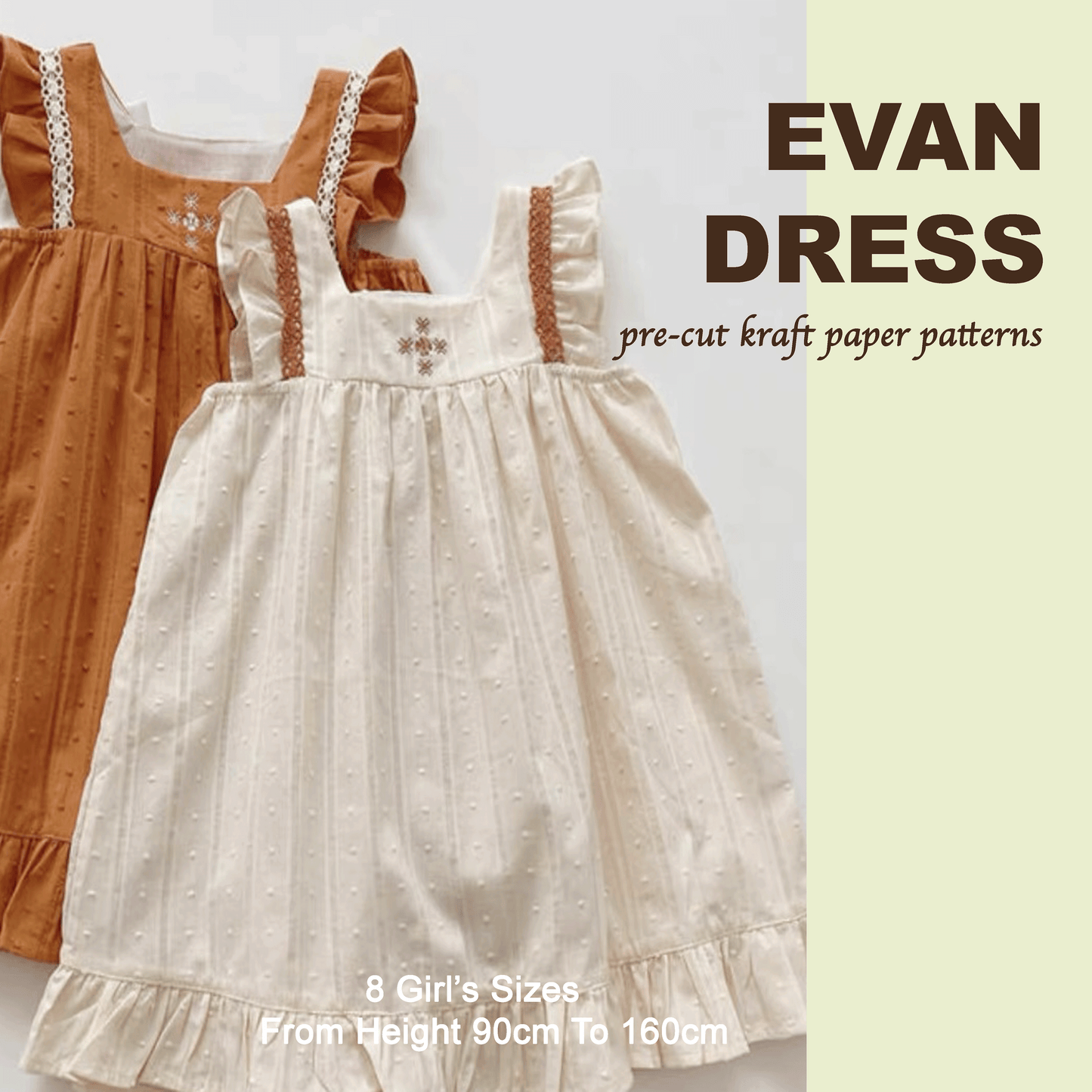Evan Flutter Sleeve Dress Pre-Cut Kraft Paper Pattern