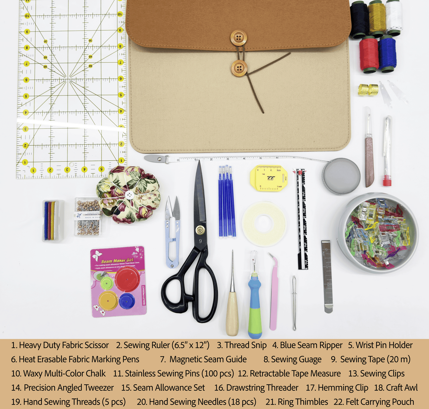 Beginner Sewing Tool Kit - 22 Sewing Essentials