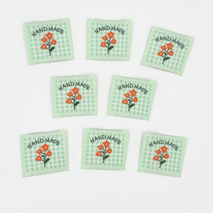 Green Check Handmade Woven Labels