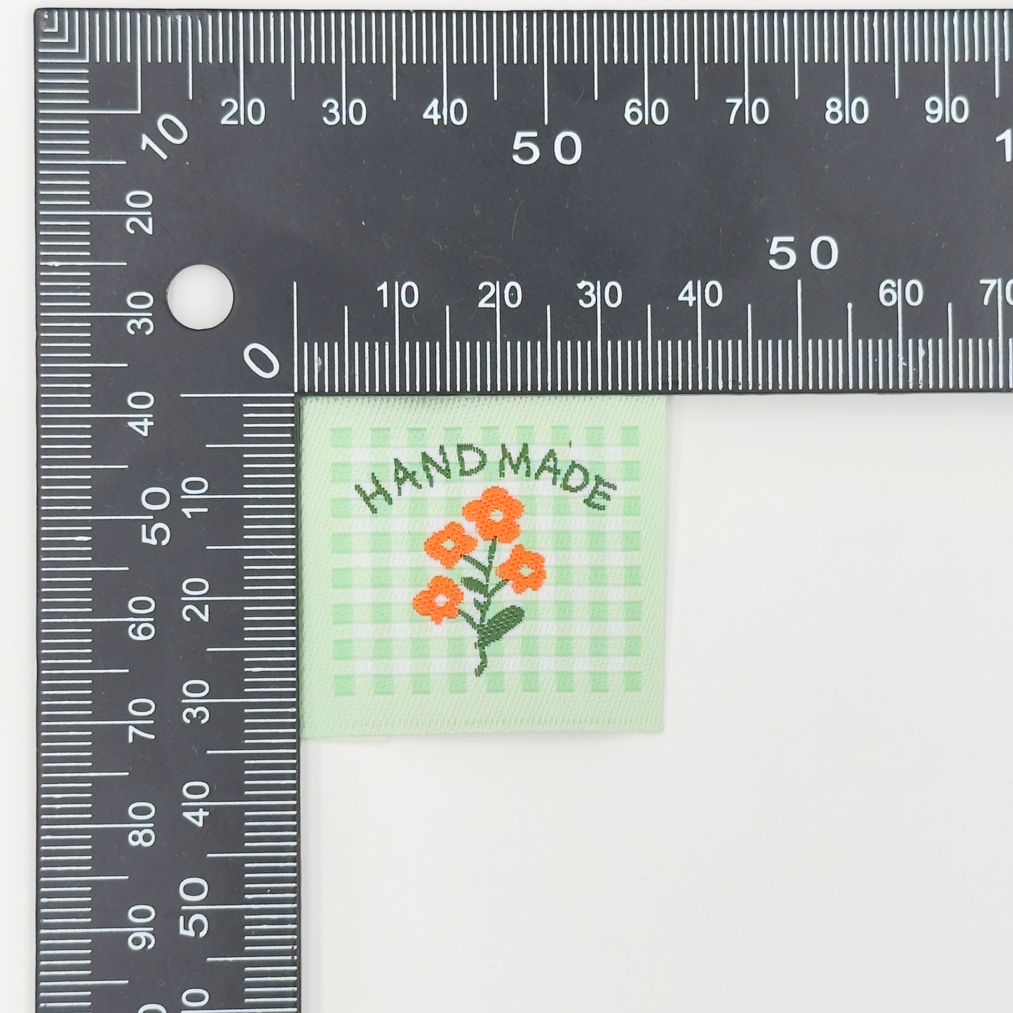 Green Check Handmade Woven Labels