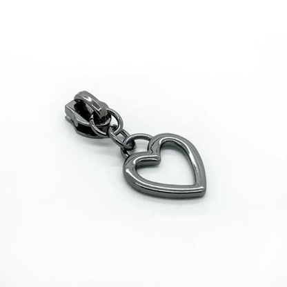 Open Heart Zipper Pulls for #5 Nylon Zipper Tape 4PCS