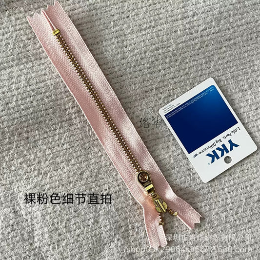 YKK Size 3 Nude Pink Brass Zipper l Donut Pull