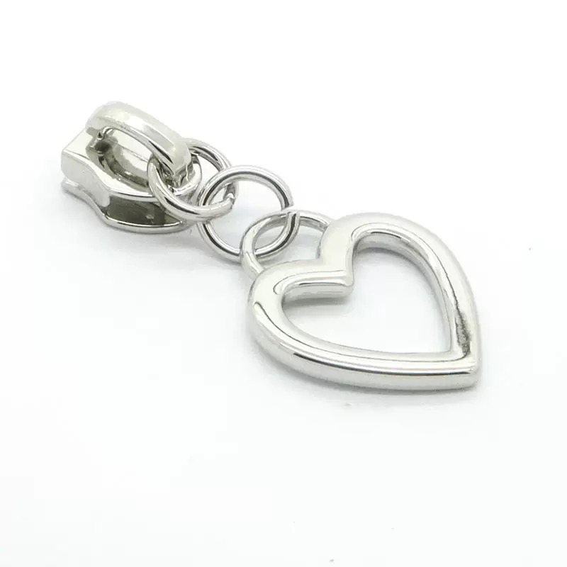 Open Heart Zipper Pulls for #5 Nylon Zipper Tape 4PCS