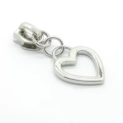 Open Heart Zipper Pulls for #5 Nylon Zipper Tape 4PCS
