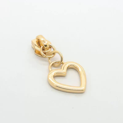 Open Heart Zipper Pulls for #5 Nylon Zipper Tape 4PCS