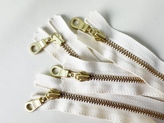 YKK Size 5 Off White Brass Zipper l Donut Pull