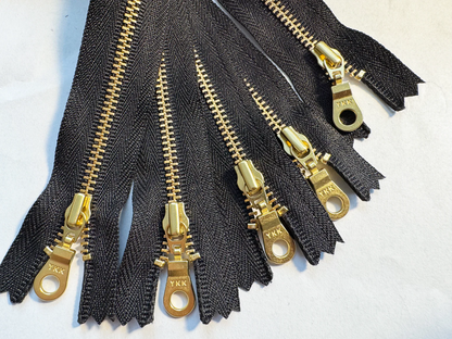 YKK Size 3 Black Brass Zipper l Donut Pull