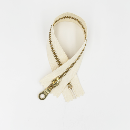 YKK Size 5 Off White Brass Zipper l Donut Pull