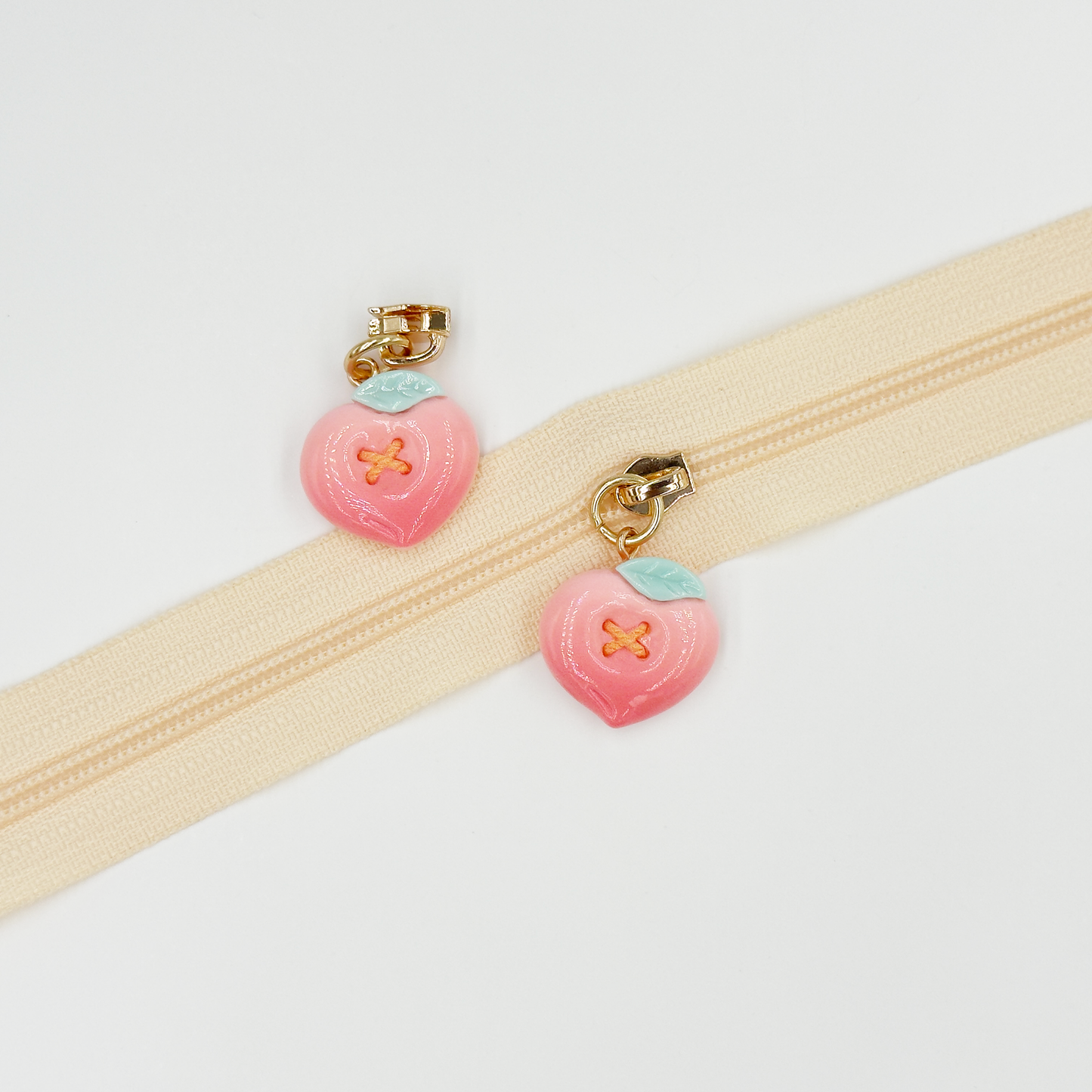 Peach Zipper Pulls 4PCS