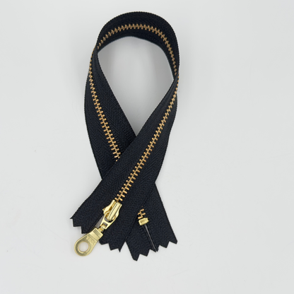 YKK Size 3 Black Brass Zipper l Donut Pull