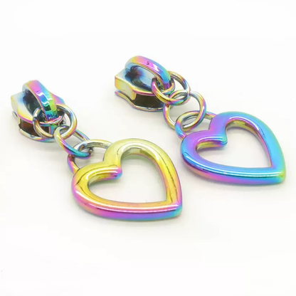Open Heart Zipper Pulls for #5 Nylon Zipper Tape 4PCS