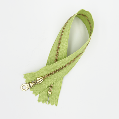 YKK Size 3 Olive Green Brass Zipper l Donut Pull