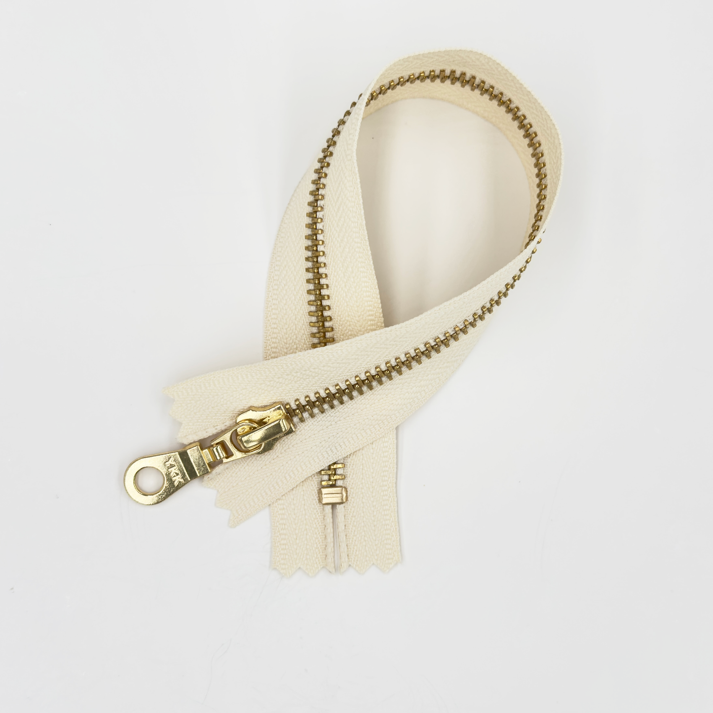 YKK Size 5 Off White Brass Zipper l Donut Pull