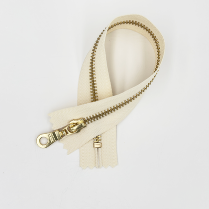 YKK Size 5 Off White Brass Zipper l Donut Pull