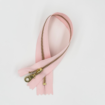 YKK Size 3 Nude Pink Brass Zipper l Donut Pull