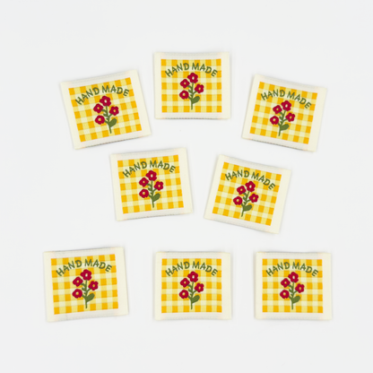 Yellow Check Handmade Woven Labels