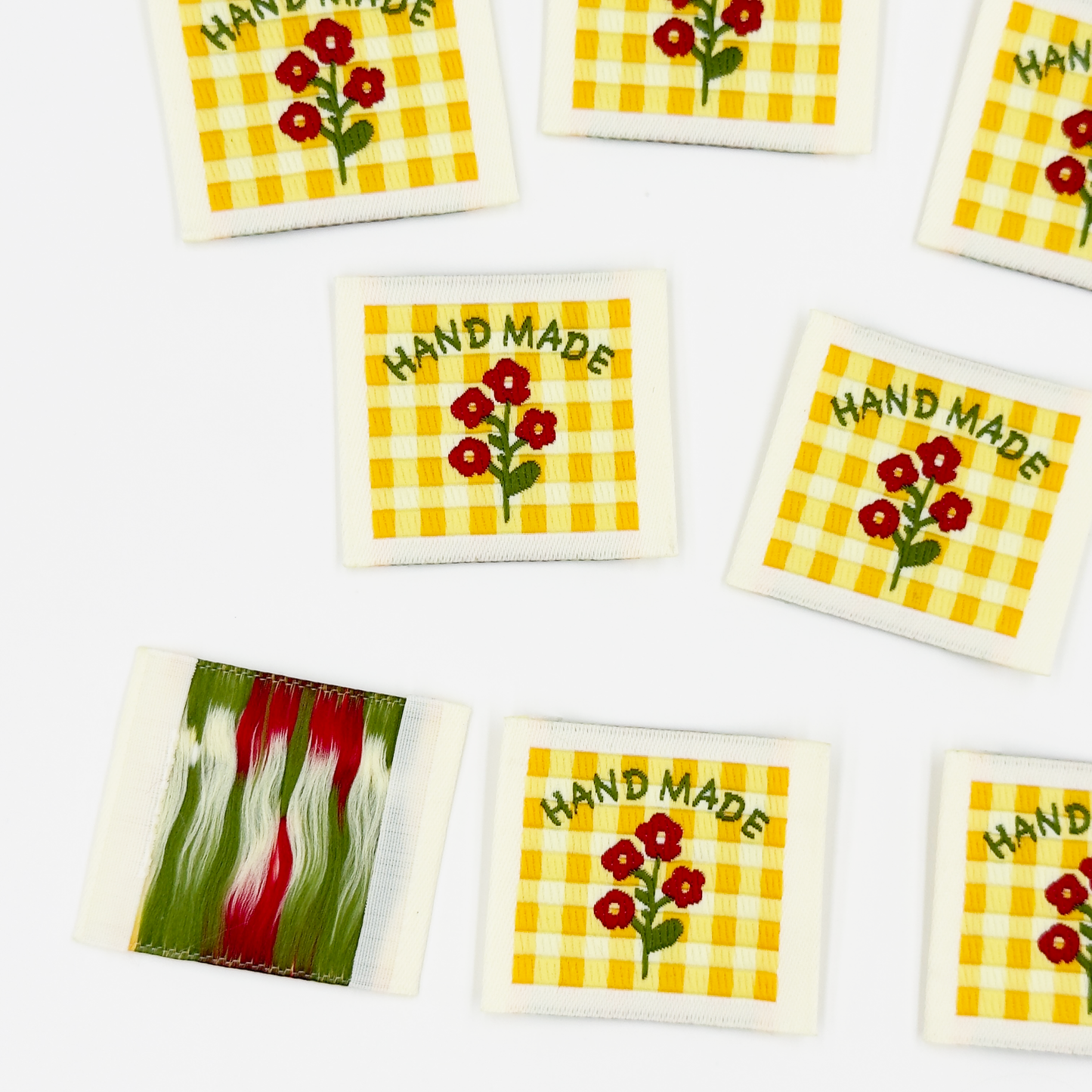 Yellow Check Handmade Woven Labels