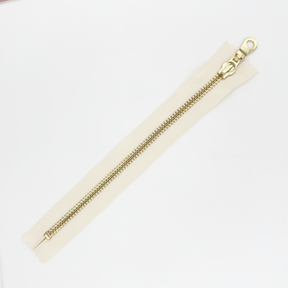 YKK Size 5 Off White Brass Zipper l Donut Pull
