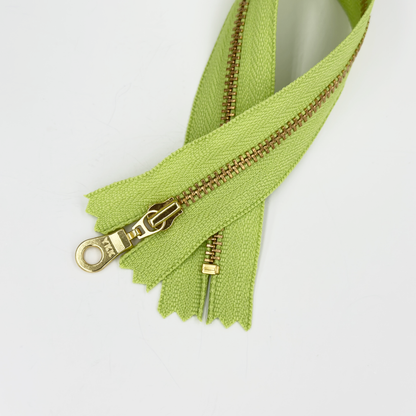 YKK Size 3 Olive Green Brass Zipper l Donut Pull