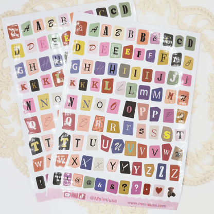 Magazine Cut Out Alphabet Sticker Sheet, FREE Shipping