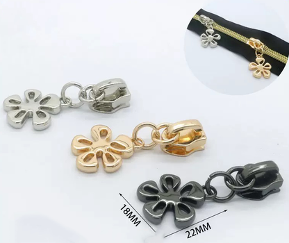 Flower Wheel Zipper Pulls for #5 Nylon Zipper Tape 4PCS