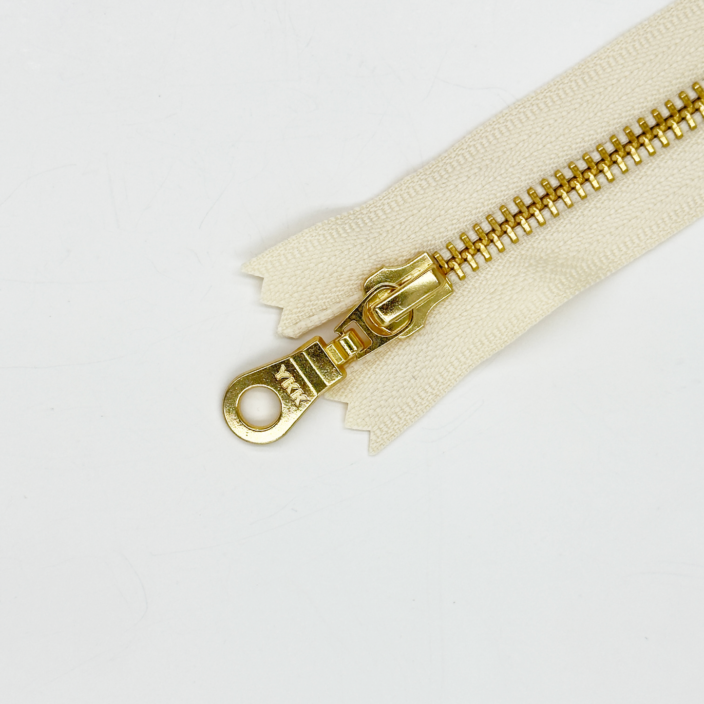YKK Size 5 Off White Brass Zipper l Donut Pull