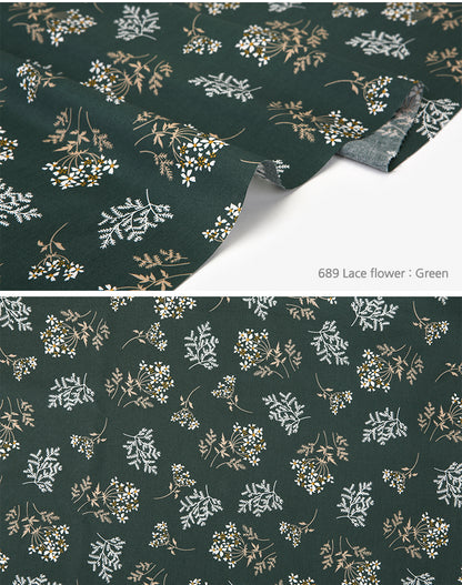 100% Cotton 30C Lace Flower Green 62" Wide