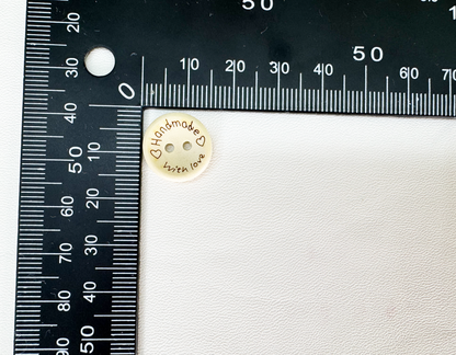 Natural Wood Buttons, Ivory, 4-Hole, 'Handmade', 10PCS