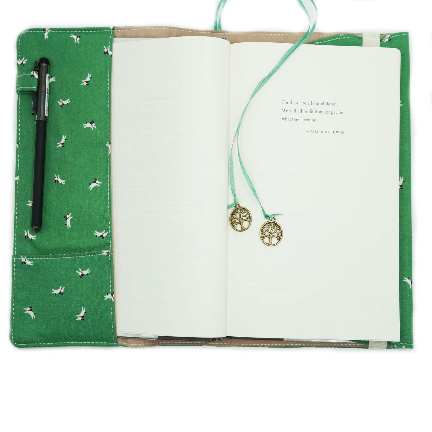 Happy Dog Fabric Book Cover