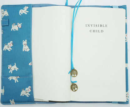 Shy Dog Fabric Book Cover