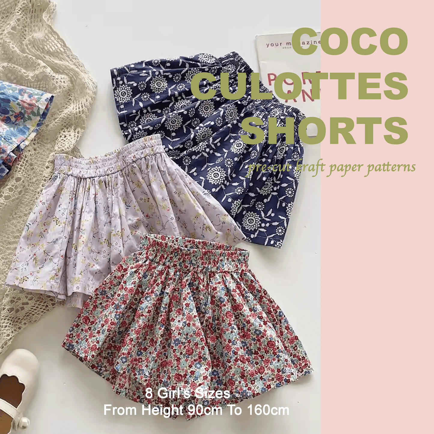 Coco Culottes Shorts Pre-Cut Kraft Paper Sewing Pattern