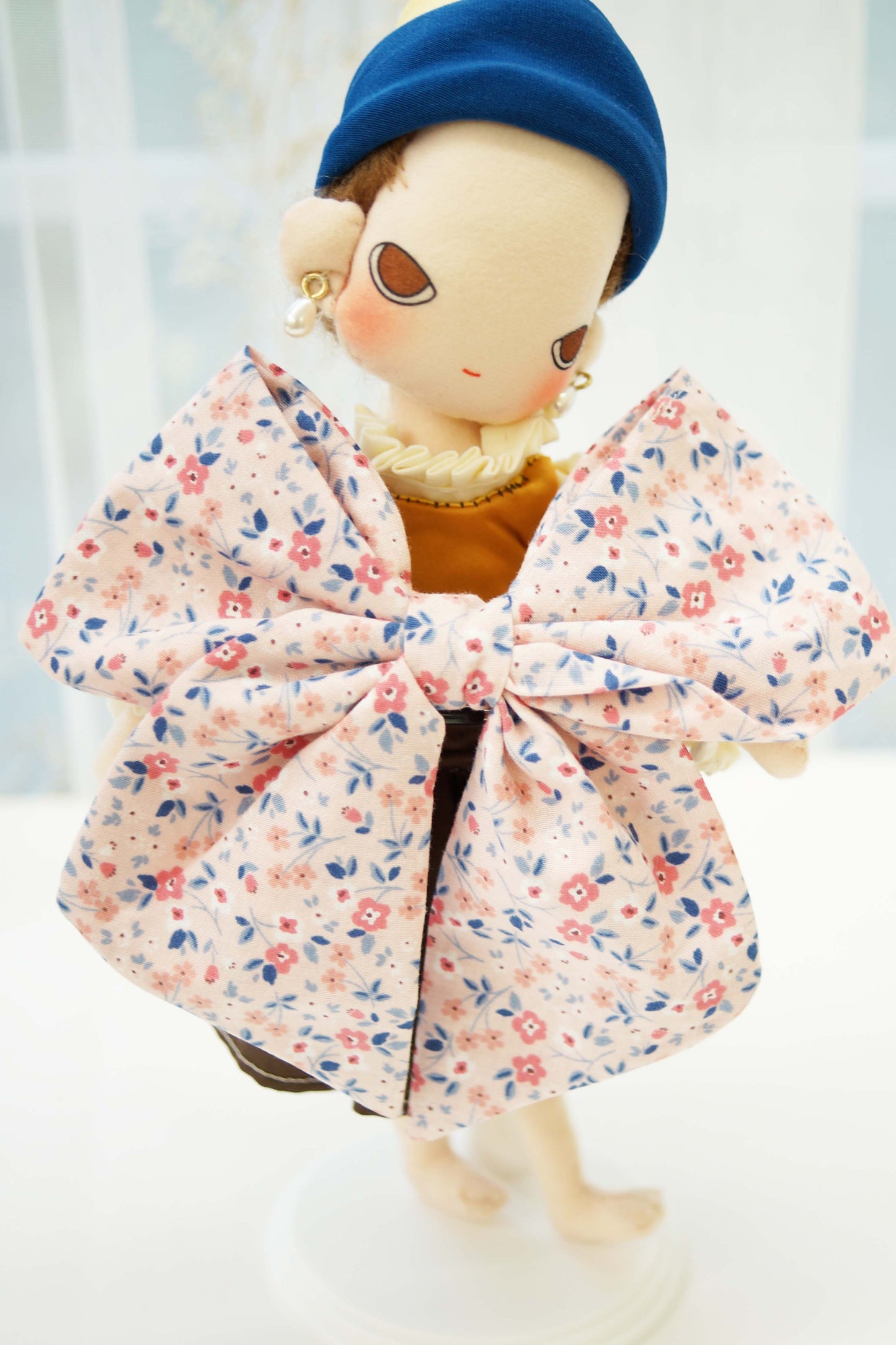 Pink Spring Flowers Fabric Hair Bow