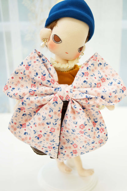 Pink Spring Flowers Fabric Hair Bow