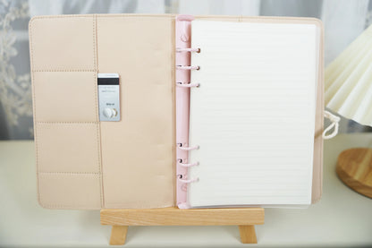 Pink Cherry Blossoms Fabric Planner, A5 6-ring Refillable Journal