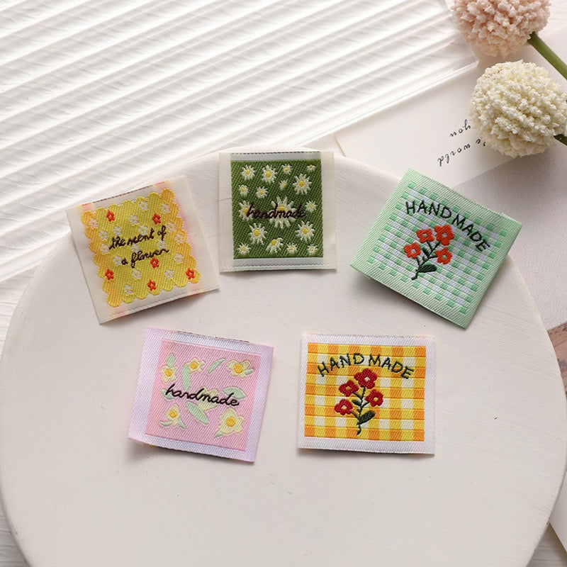 Yellow Check Handmade Woven Labels