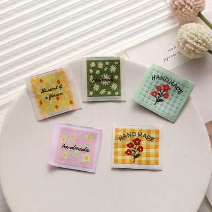 Yellow Check Handmade Woven Labels