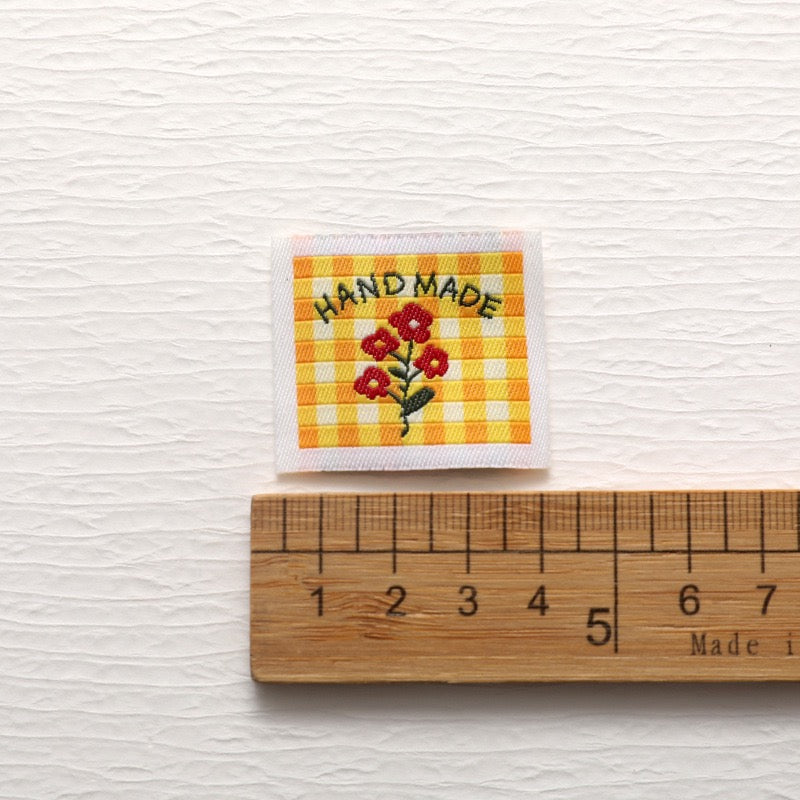 Yellow Check Handmade Woven Labels