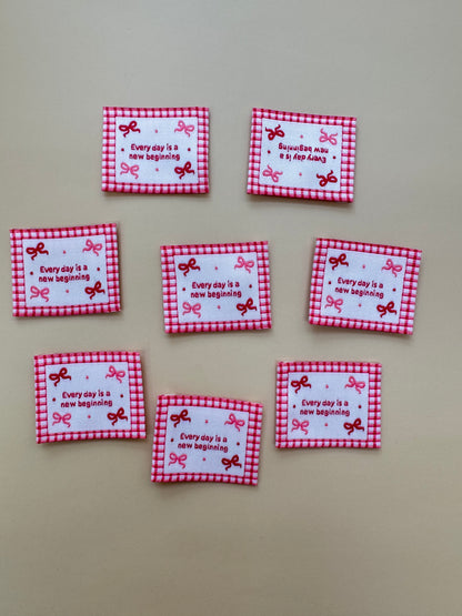 New Beginning Pink Woven Labels