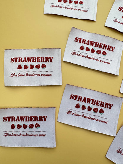 Strawberry Woven Labels