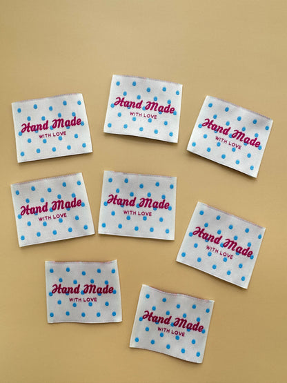 Blue Dot Woven Labels