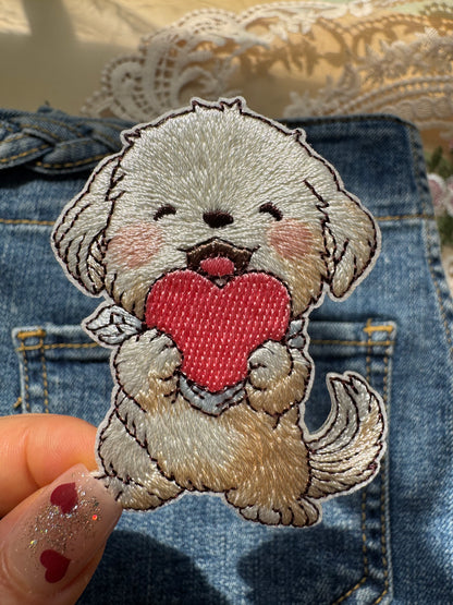 Puppy Holding Heart Patch