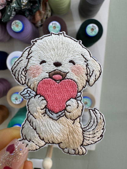 Puppy Holding Heart Patch